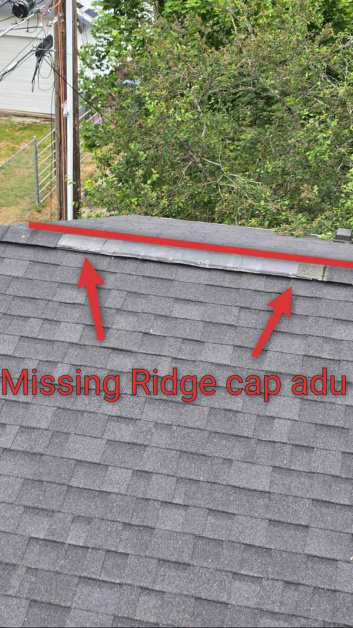 Real missing ridge cap inspection finding from a North Idaho home